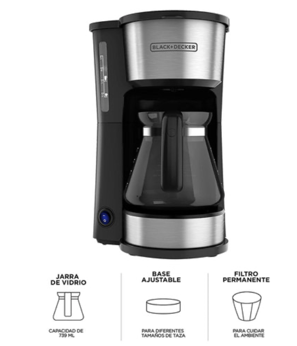 Cafetera Black and Decker 4 en 1 con Jarra de Vidrio 5 tazas – LINEA BLANCA  PRICE